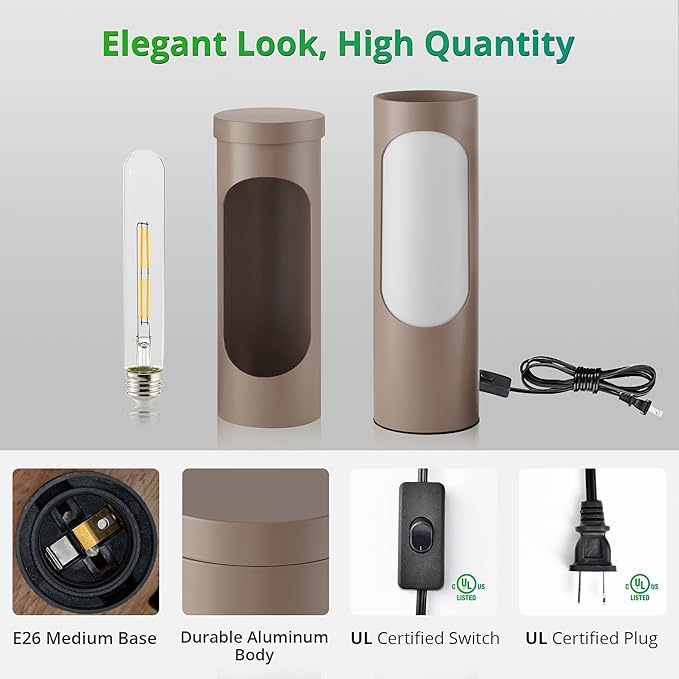 LEDIARY Shabbos Lamp, Brown Kosher Lamp for Shabbat, Table Lamps and Nightlight for Living Room, Bedroom, T10 Bulb Included (4W Eqv 40W, 400LM, 3000K)