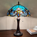 Tiffany Table Lamp,Stained Glass Table Light for Reading,Victorian Style 16 inch Large 2-Lights Antique Desk Lamp for Living Room Bedroom Study Office