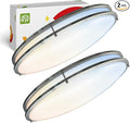 ASD LED 32" Oval Flush Mount Lighting, Close to Ceiling Light Fixture | 5CCT, Dimmable, ETL Listed | 50W 3960LM 2700-5000K 120V | Low Profile Double Ring Lamp | Nickel, 2 Pack
