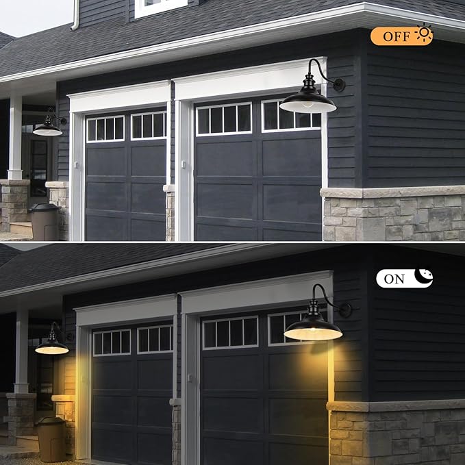 Exterior Farmhouse Barn Light, 16 Inch Vintage Outside Garage Light Fixtures, 2PCS Anti-Rust Waterproof Outdoor Light for Patio Frontdoor Entryway Doorway, Matte Black