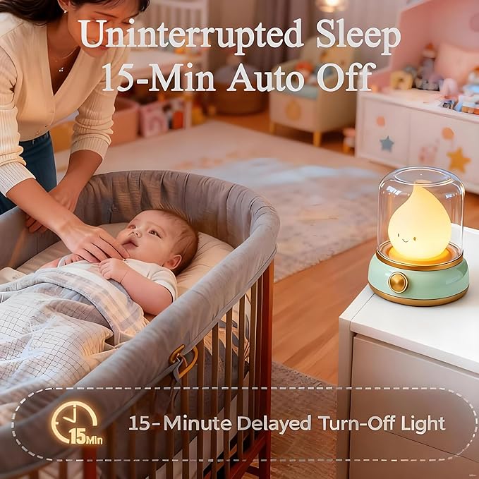 Cute Kids Night Light for Nursery - Retro Rechargeable Light with Timer, Cozy Desk Lamp Gift for Kids, Toddler & Mom | Desk Accessories (Green)