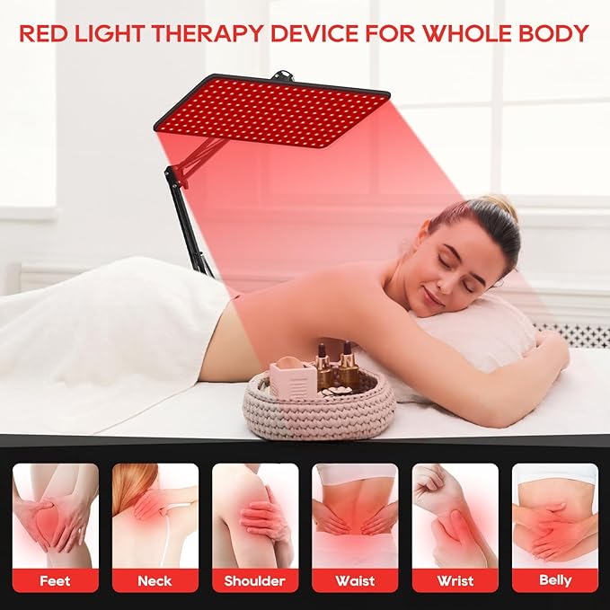 Morfone Red Light Therapy for Face and Body - Wireless Magnetic Remote, 660nm 850nm 940nm 3 in 1 Red Infrared Light Therapy Lamp with Stand with Large Panel, Therapy Device at Home, Gifts for Women
