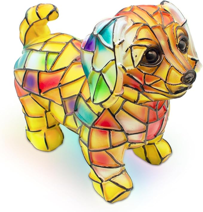 Dachshund Night Light, LED Dog Series Art Light, Cute Pet Themed Stained Resin Table Lamps, Vintage Home Decor, Fun Gift for Dog Lovers (#07, 7.87")
