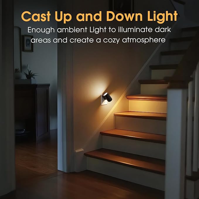 Briignite Night Lights Plug into Wall, 3CCT Modern LED Night Light Plug in, Dusk to Dawn Sensor, 3000KĀ0Kŀ0K Change Nightlight,Dimmable NightLight for Hallway, Bedroom, Stairway, 2 Pack
