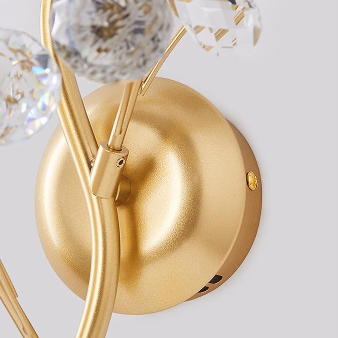 Modern Crystal Wall sconces 3 Light Flower Moulding Wall Light Fixtures Vintage French Wall Lamp Fixtures for Bedroom Living Room Corridor Restaurant Gold B8800 (3 Light)