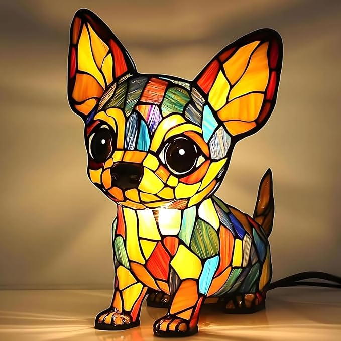 French Bulldog Night Light, LED Dog Series Art Light, Cute Pet Themed Stained Resin Table Lamps, Vintage Home Decor, Fun Gift for Dog Lovers (#01, 7.87")