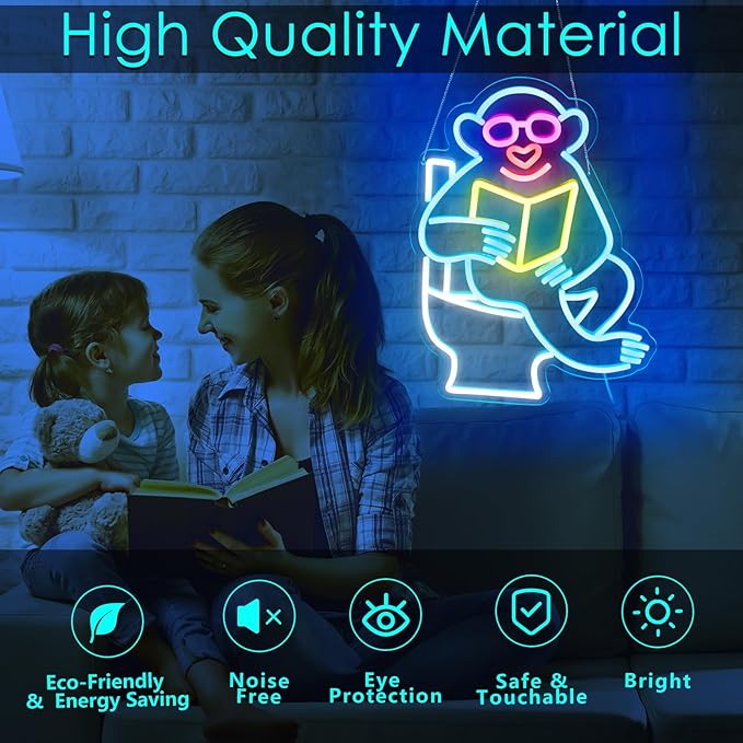 Funny Animals Bathroom Neon Sign Led Neon Lights Neon Signs for Bedroom Led Sign USB Powered Neon Signs for Wall Decor Dimmable for Christmas Thanksgiving Birthday Party Girls Gifts