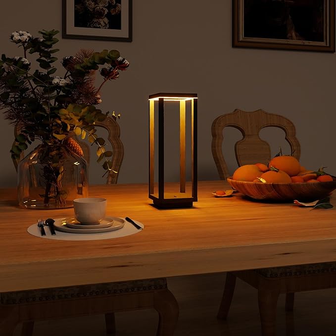 2 Pack Cordless Table Lamp Rechargeable, IP55 Waterproof, 60h Runtime Protable Outdoor Table Lamps, 3 Color Stepless Dimming Battery Powered Table Lamp for Dinner/Restaurant/Bedroom/Cafe
