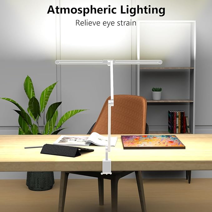 36W Ultra Bright Architect Desk Lamp with Clamp, Tall Overhead Rotatable Led Desk Light for Home Office, 47Inch Long Adjustable Monitor Light Bar with Remote for Computer Screen Desktop Table