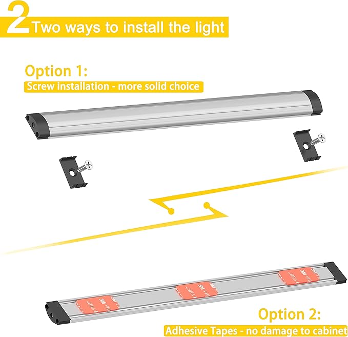 GETINLIGHT 12-inch Plug-in LED Under Counter Lights for Kitchen, Day Light 5000K, Pack of 6, IN-0110-26-SN-5K