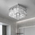 Crystal LED Ceiling Light Chandelier, Modern Semi Flush Mount Lighting Fixture Ceiling Lamp for Living Room, Dining Room, Bedroom, Kitchen Island, Entryway (7.87“ * 5.9” Square White Light)