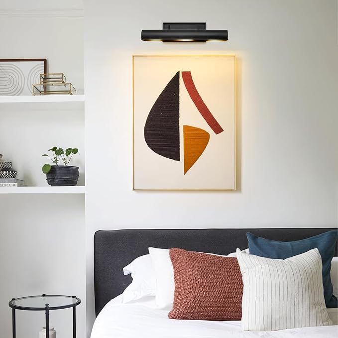 Black Hardwired Art Picture Light: 18 Inch Long Painting Lights - Brass Art Decor Display Wall Sconce Over Painting Frame - Gallery Artwork Lighting Lamps for Museum Portrait Bookcase 3 Bulbs Included