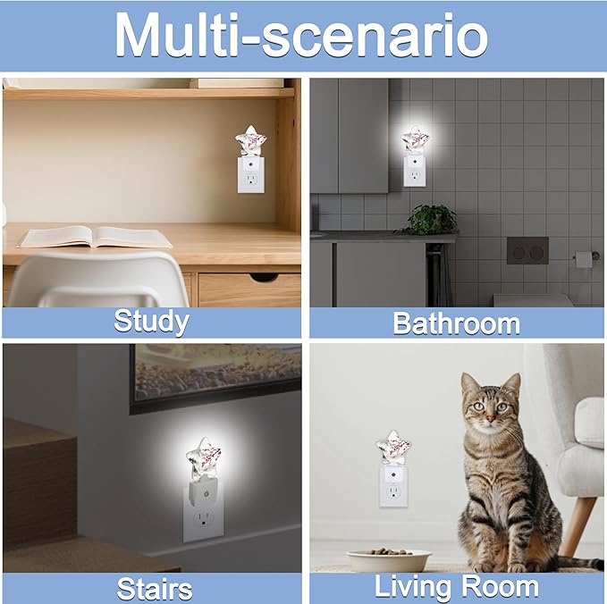 Cherry Blossoms Nightlight,Japanese Mountains Star Night Lights Plug into Wall Decorations for Bedroom Bathroom,Dusk to Dawn Sensor Kitchen Hallway Stairs Energy Efficient Desk Lamp