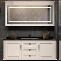 60IN Bathroom Vanity with Single Sink - Open Style Storage Shelves & Side Cabinets | Wall Mounted Bathroom Vanities Set, Time Display Mirror Cabinet Includes Defogging & Lighting Functions (Style B)
