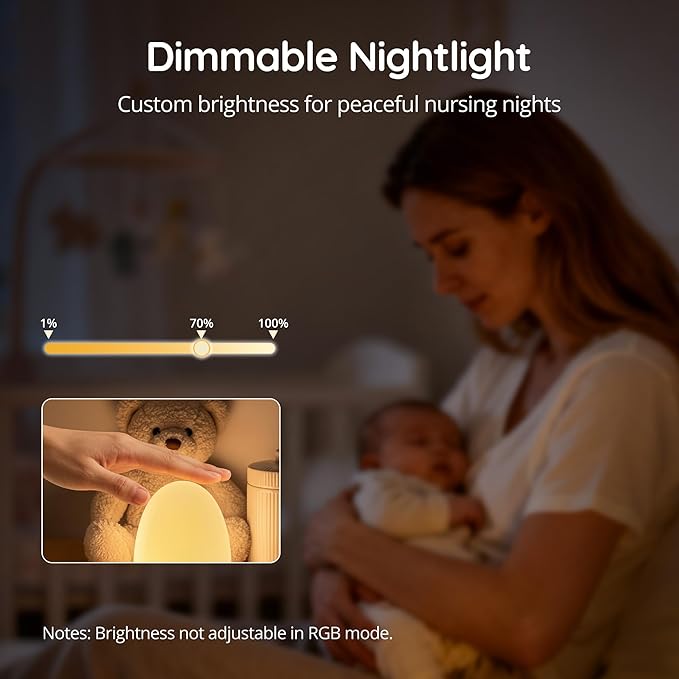 JolyWell Night Light for Kids, Egg Light for Nursery, Sound Machine for Sleep, Stepless Dimming, USB-C Rechargeable, Baby Night Light for Nursery & Bedroom