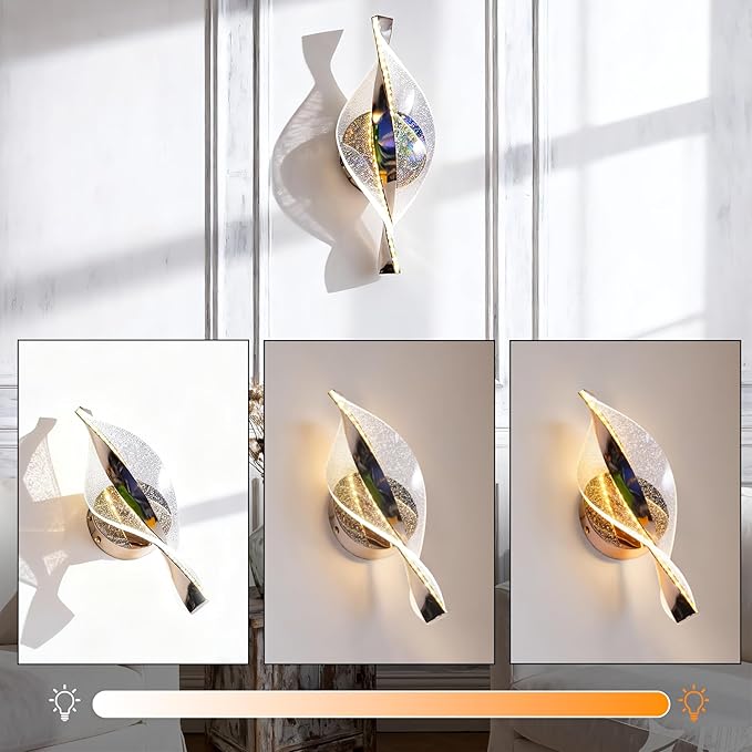 Fandian LED Wall Night Light Indoor, LED Wall Mount Lights, Modern Spiral Wall Lamp, 3 Color Light Fixture for Stairs, Living Room, Bedroom, Aisle, Hallway
