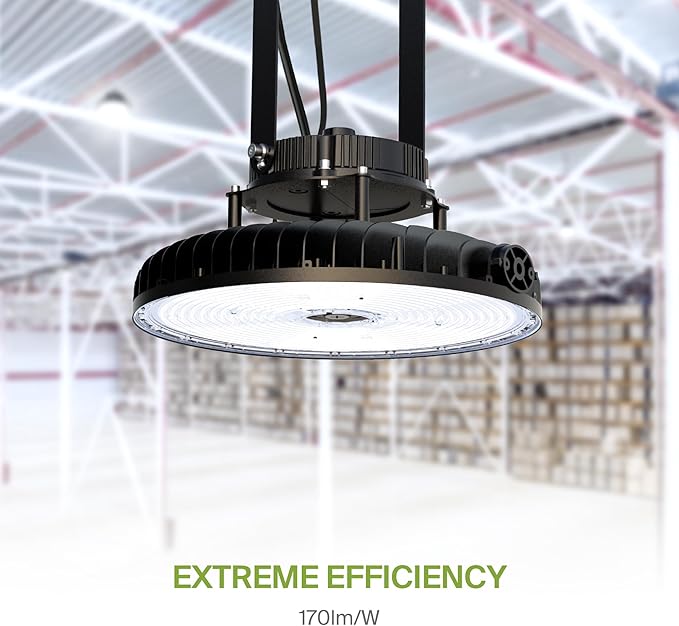 ASD LED High Bay UFO Light Fixture, Commercial Shop Lighting | 3CCT, Dimmable, IP69K Waterproof, DLC Premium, UL Listed | 500W 78000LM 3000-5000K 277-480V | Warehouse, Garage, Workshop Lamp | Black