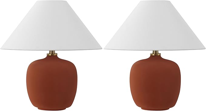JONATHAN Y JYL5600C-SET2 Delphi 18.25" Minimalist Scandinavian Resin/Iron LED Table Lamp for Bedroom, Living Room, Office, College, Book Case, Nightstands and Coffee Table, Matte Wine Red (Set of 2)