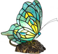 Small Tiffany Table lamp Stained Glass Butterfly Desk Lamp 7X5X9.8 Inch Accent Antique Light (Green Butterfly)