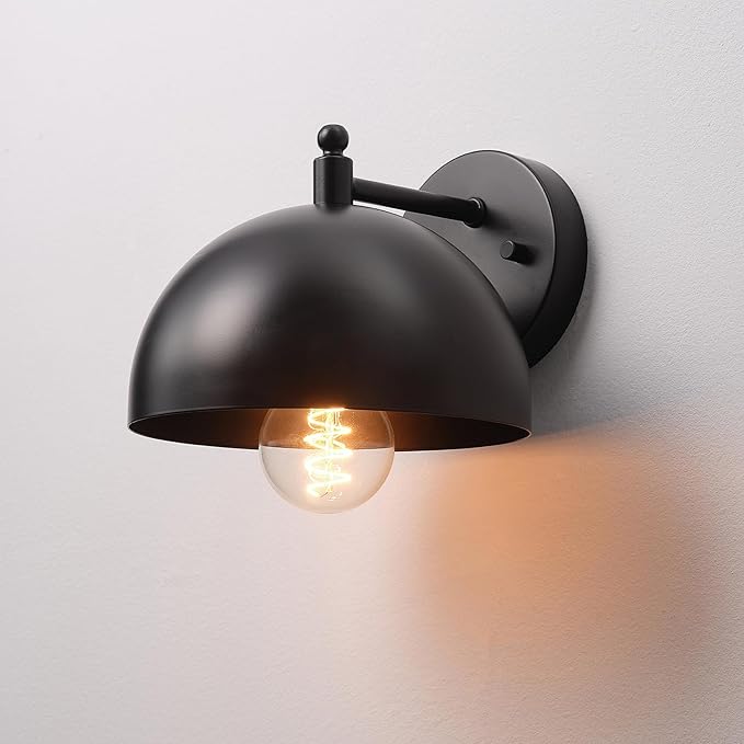 GLOBE Electric 65000047 1-Light Wall Sconce, Matte Black, Wall Lights for Living Room, Bedroom, Den, Mounted Bedside Lamp, Apartment Essentials, Dimmable, Lights for Apartment and Rentals