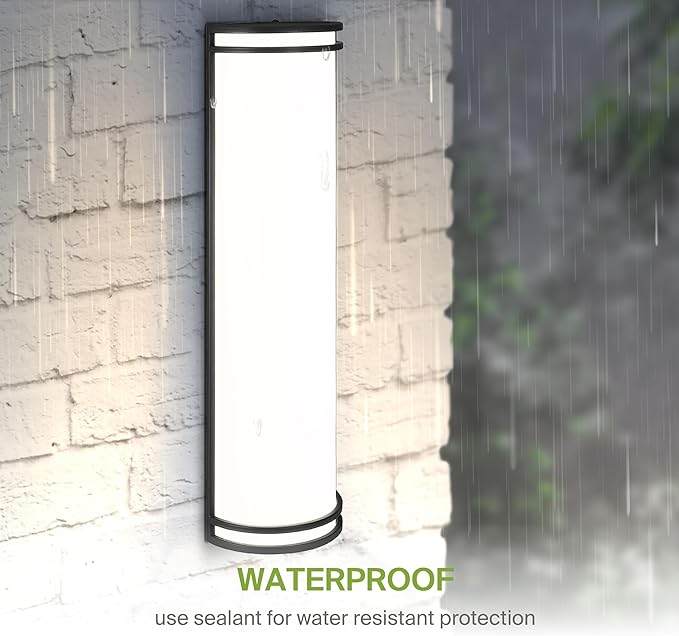 ASD 24 Inch LED Outdoor & Indoor Wall Mount Light Fixture - Matte Black Modern Wall Sconce Lighting - 25W 120-277V 3000K 4000K 5000K Adjustable Dimmable Front Door & Patio Exterior Lights - ETL