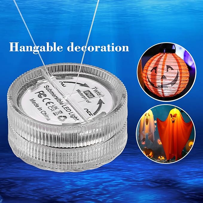 HL Submersible LED Light,Red Small LED Light,100 Hours Waterproof Flameless Led Lights Battery Powered for Wedding Home Vase Festival Party Decoration 12pcs (Built-in 24 Batteries)