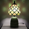 Tiffany Lamp Stained Glass Mushroom Table Lamps 6X6X12.5 Inch Amber Green Pearl Style Small Night Light Ceramic Base Mini Accent Desk Light Suitable for Bedside Table Bedroom Children Room