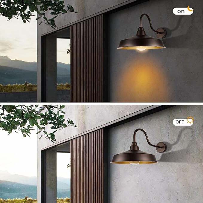 Barn Light Outdoor, 16 Inch Dome Large Farmhouse Exterior Light Fixture Wall Mount, Industrial Outdoor Wall Sconce Outside for House, Shop, Front Porch, Garage, Entryway, Orb, 1 Pack