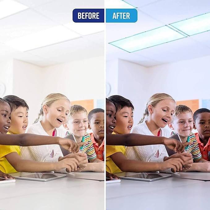 2x4 Feet - 5 Count - Fluorescent Light Covers for Classroom or Office | Magnetic Light Covers for Ceiling Lights Provide Relief from Glare, Headaches, & Sensory Overload(Blue)
