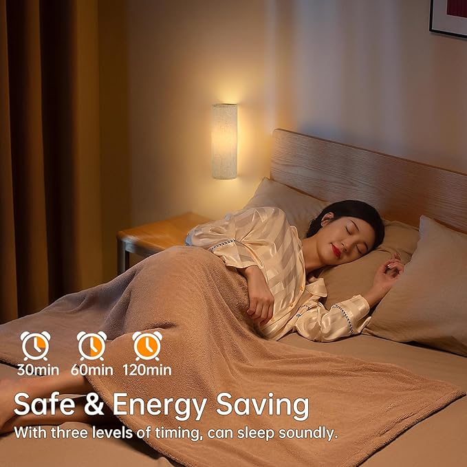 Adhesive Battery Operated Wall Sconce Set of 2, 5000 mAh Battery Rechargeable Bulb with 12 RGB Colors, Stick on Wall Sconce No Drill Wall Lights, Linen