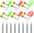 6PCS Night Fish Strike Alert Glow Stick Alert, Fishing Bite Alarm Bite Alarm, LED Fishing Alarm with Bell, Fishing Glow Sticks with 8PCS CR425 Battery