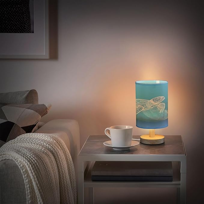 White Vector Sea Turtle Table Lamp with USB Port Nightstand Lamp Desk Lamp for Bedroom Living Room Simple Bedside Lamp for Bedroom Living Room Office