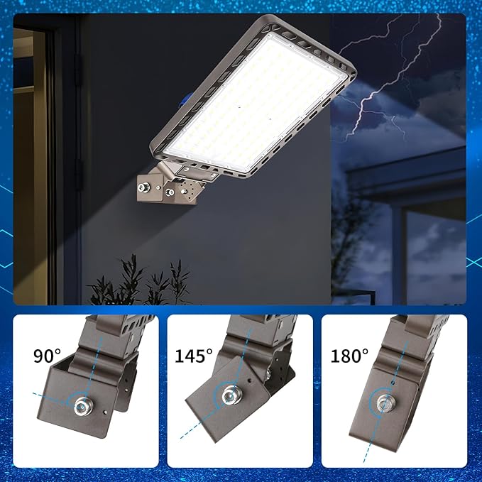 Juyace 240W LED Parking Lot Light Trunnion Bracket Yoke Wall Mount Dusk to Dawn Outdoor Lighting Exterior Flood Commercial Outside IP65 Waterproof 100-277V Security Area