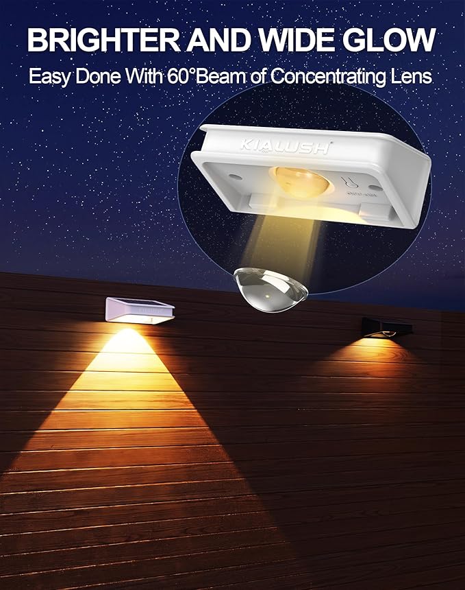 Solar Fence Lights 10 Pack, Fence Light Solar Powered Waterproof IP65 Multicolor Led 9 Fixed Colors ＆RGB Color Changing, Solar Lights Outdoor for Deck, Patio, Porch, Stairs, Holiday (White)