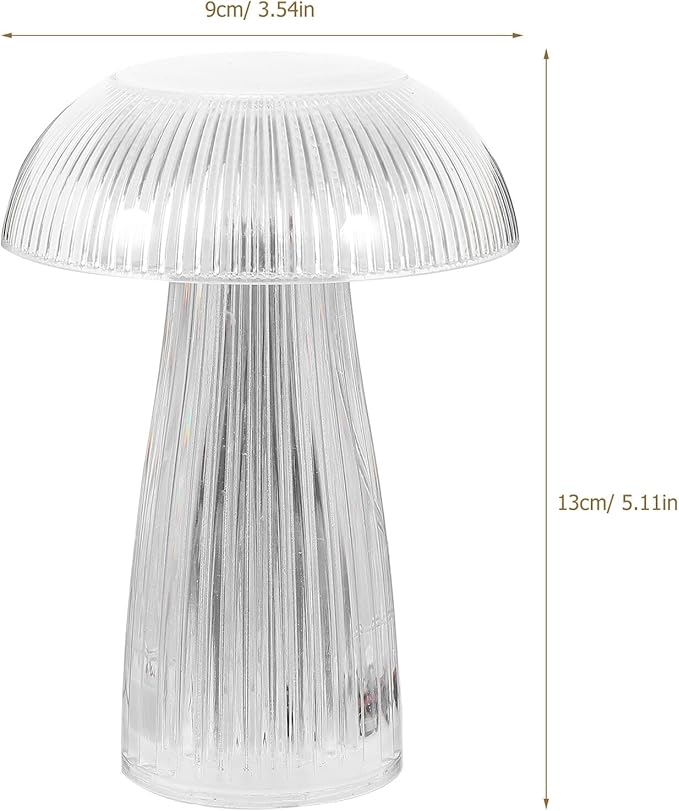 GALPADA Clear Mushroom Shape Bedside Lamp Warm Light Transparent Jellyfish Table Lamp for Bedroom Ambient Cozy Decor