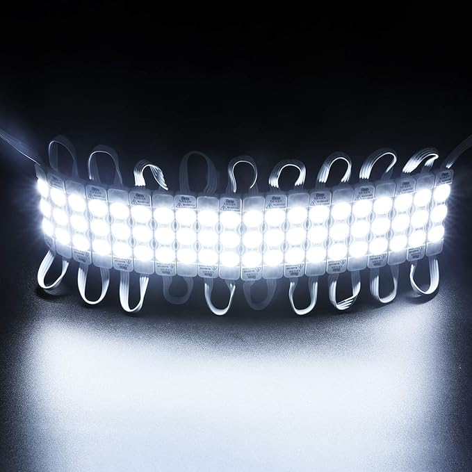Lulin Upgraded 20PCS Led Module Strip Lights White, Waterproof 12ft AC110V SMD 3 LED Module Light for Letter Sign Advertising Signs Storefront Garage with Tape Adhesive Backside