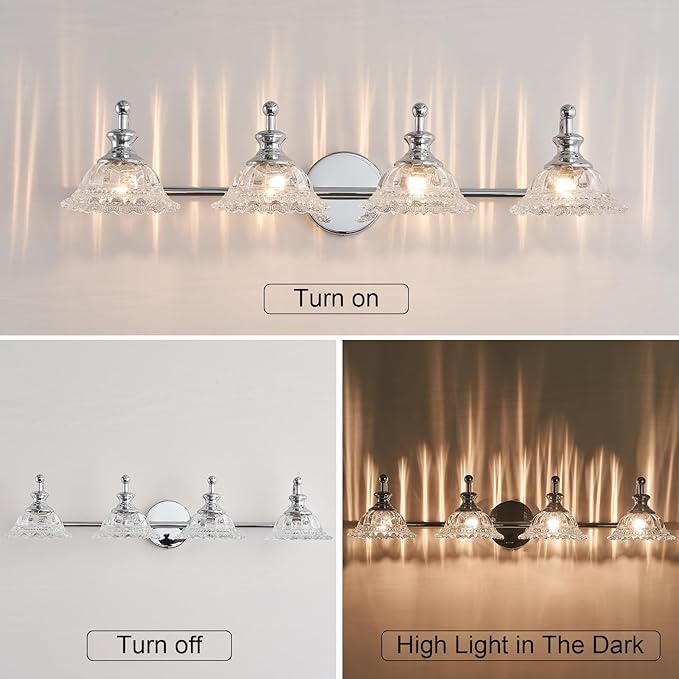 29.7" Chrome 4 Light Vanity Lights for Bathroom Light Fixtures