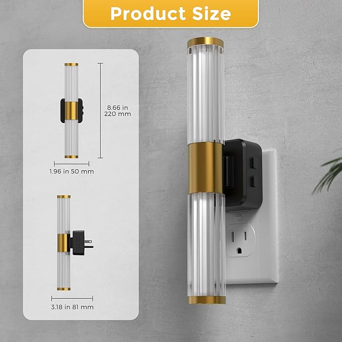 L LOHAS LED Night Lights Plug into Wall, RGB Color Changing Night Light for kids, Acrylic Rotating Nightlight Dimmable with Light Sensor, for Bedroom Bathroom Hallway Children Christmas Party, 1 Pack