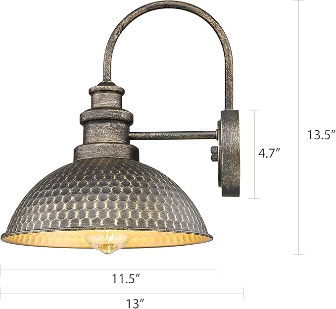 Casia Farmhouse Barn Lights, Rustic Outside Wall Sconce, Exterior Outdoor Mounted Lighting Fixture, Vintage Wall Light, Porch Lamp for Front Door,Porch,Patio,Garge (Vintage Pewter, 4 Pack)