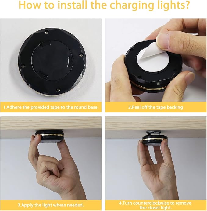 Under Cabinet Wireless LED Puck Lights: Changeable 16 Colors, USB Rechargeable, Timing & Dimmable
