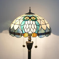 Tiffany Floor Lamp Owl Animal Stained Glass lamp for Living Room Bedroom Office Bright Lighting Rustic Corner Decor Standing Tall Unique Vintage Reading Aesthetic Light