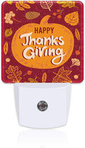 Happy Thanksgiving Night Light for Kids,Autumn Fall Orange Pumpkin Maple Leaf Night Light Plug in with Dusk to Dawn Sensor,0.5w Energy Saving Nightlight for Hallway Stairway Kitchen Bedroom