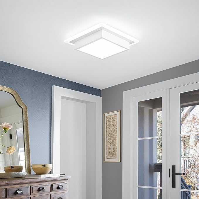 Modern LED Ceiling Light Fixtures, Small Flush Mount Light Fixture, Hallway Light Fixtures 32W 6000K, Square Kitchen Ceiling Light for Living Room Bedroom Bathroom Kitchen