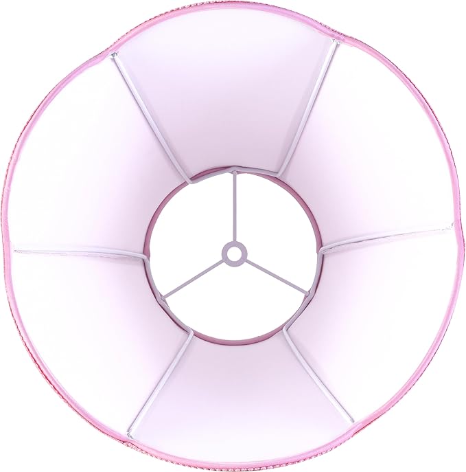 GO&SO 2Pcs Pink Lamp Shade Medium Scalloped Lamp Shade,6"Top x 13"Bottom x 10.6"Vertical Height (Spider),Bell Lamp Shades for Table Lamps&Floor lamp,Edge Petal Braid Modern lamp shade -Easy Assembly