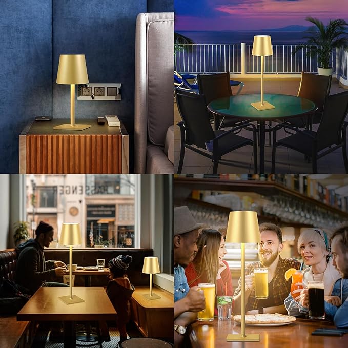 2 Pack Cordless Table Lamps, 3 Colors Stepless Dimming, 5000mAh Rechargeable Battery LED Desk Lamp for Bedroom/Couple Dinner/Desk/Cafe/Dining Room/Terrace
