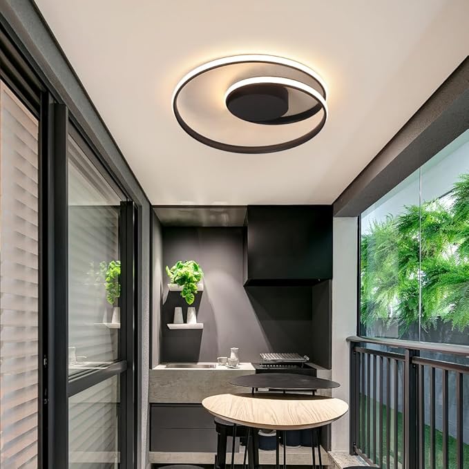Modern LED Dimmable Flush Mount Ceiling Light with Remote Control - 18'' Round Ceiling Lamp for Bedroom, Dining Room, Kitchen