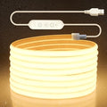 Aclorol 16.4FT Waterproof COB LED Strip 5V USB Dimmable LED Flexible Tape Light with Timer Warm White 3000K for TV Backlights Bedroom Living Room Ambiance Cupboard Pergola Lighting Decor 10mm Width