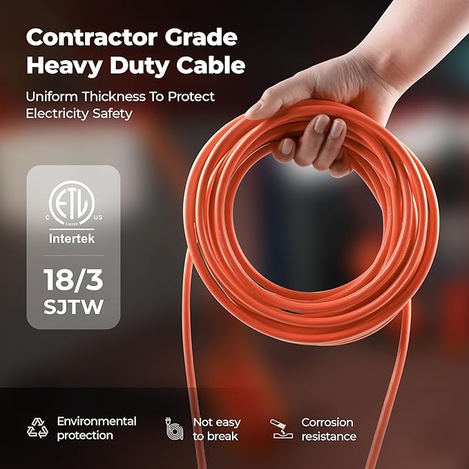 Construction String Lights:75W 50FT 3 Prong Linkable Super Bright LED String Work Lights for Construction Sites Temporary Work Jobsite IP65 Waterproof 18AWG Wire Work Light with Cage