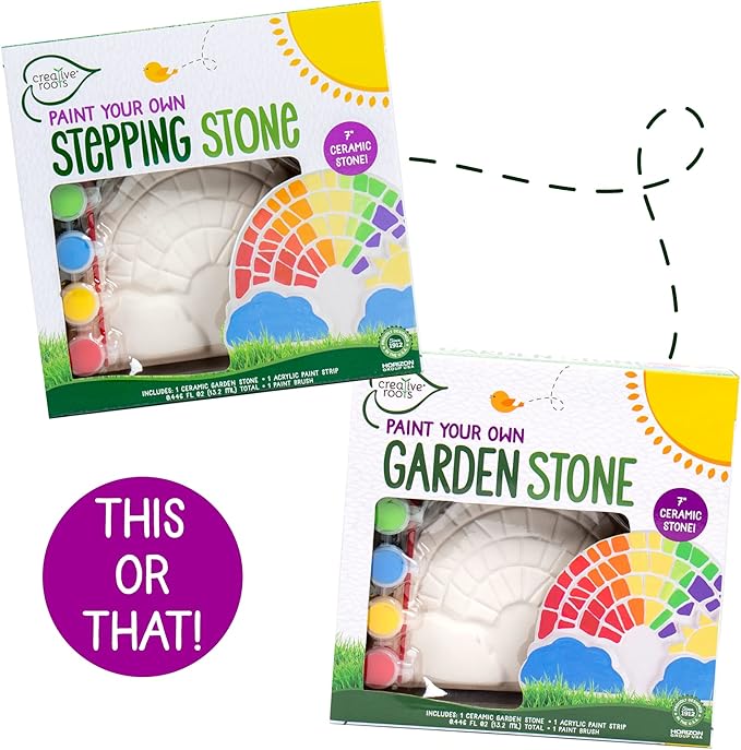 Creative Roots Paint Your Own Rainbow Stepping Stone Craft Kits for Kids, Ceramics to Paint, Ages 6+