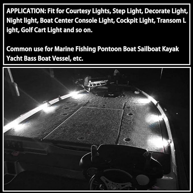 Marine Lights - 6Pcs Waterproof LED Interior Lights for Yacht, Fishing Boat, Kayak & More, 12v